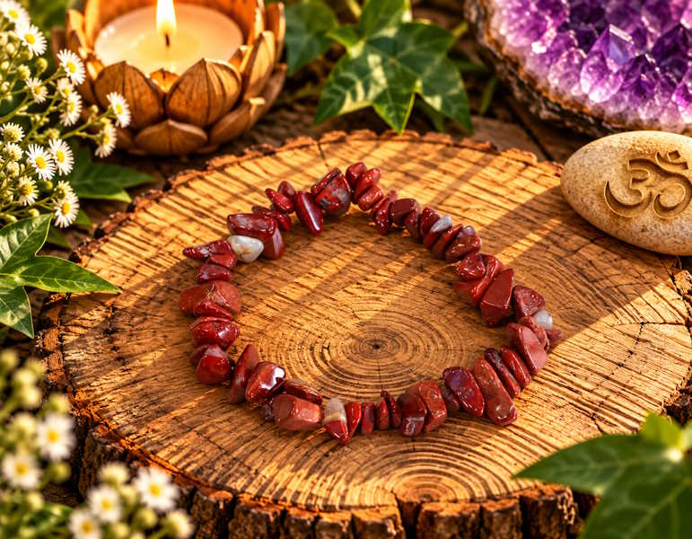 Pulsera chip jaspe rojo